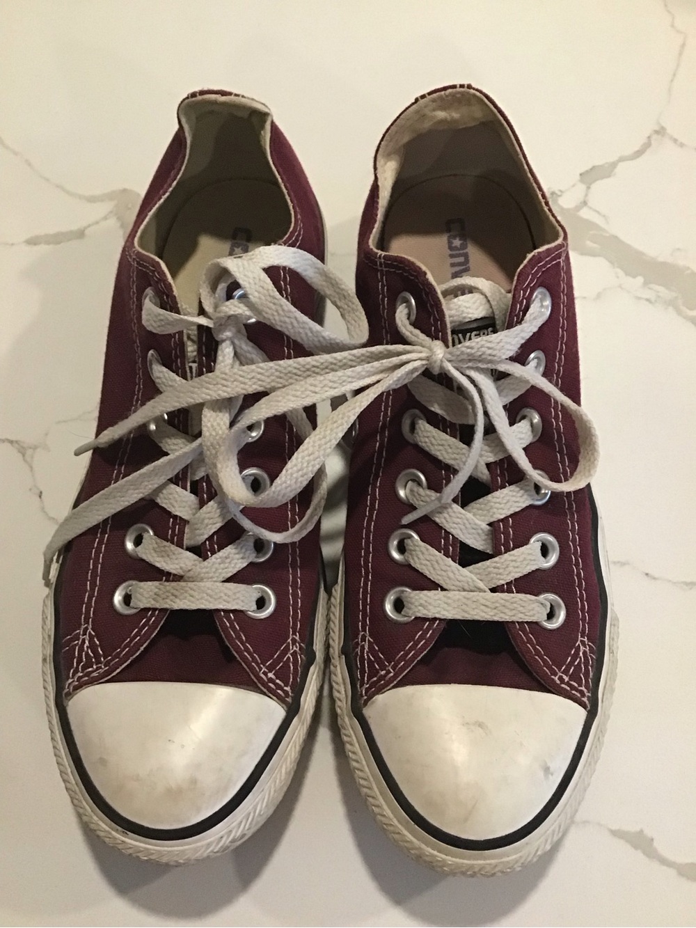Converse women’s  Low-Top Sneakers in Burgundy with White Accents